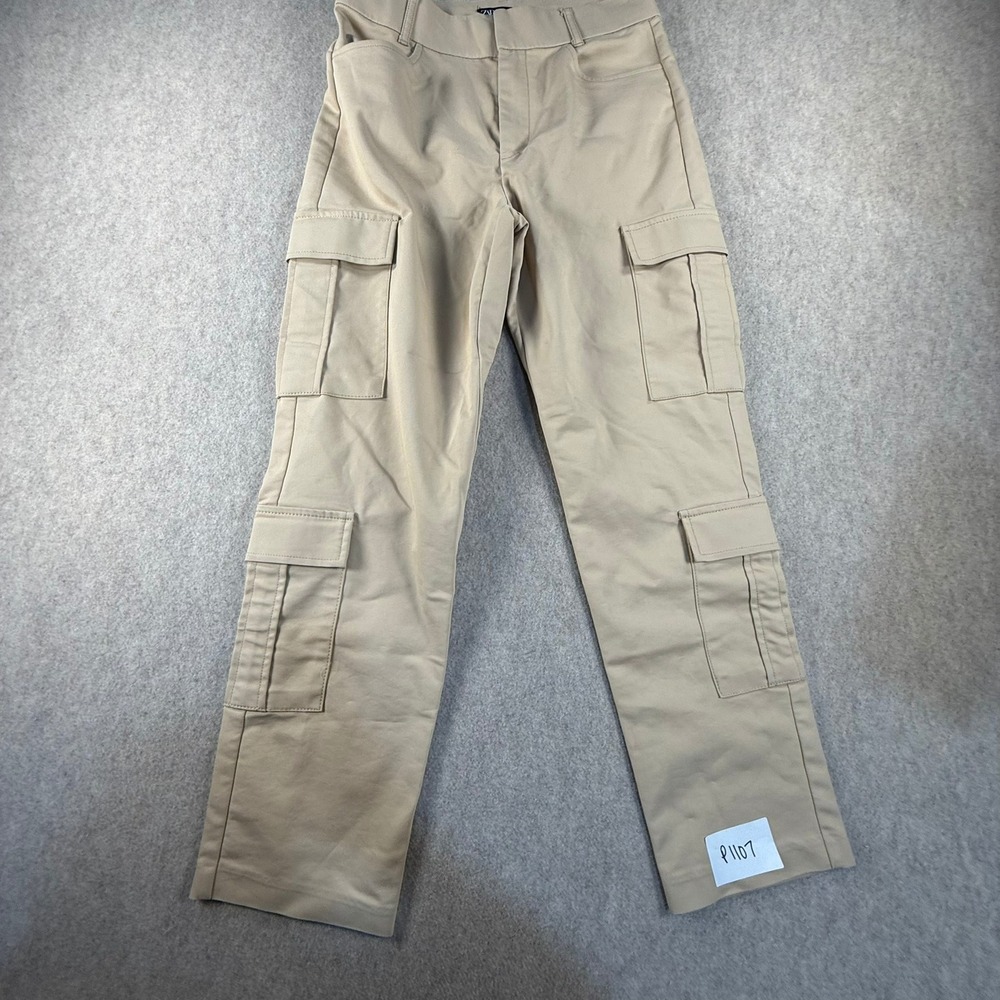 Zara Womens Khaki Tan Straight Leg Cargo Utility Pants Size S 26
